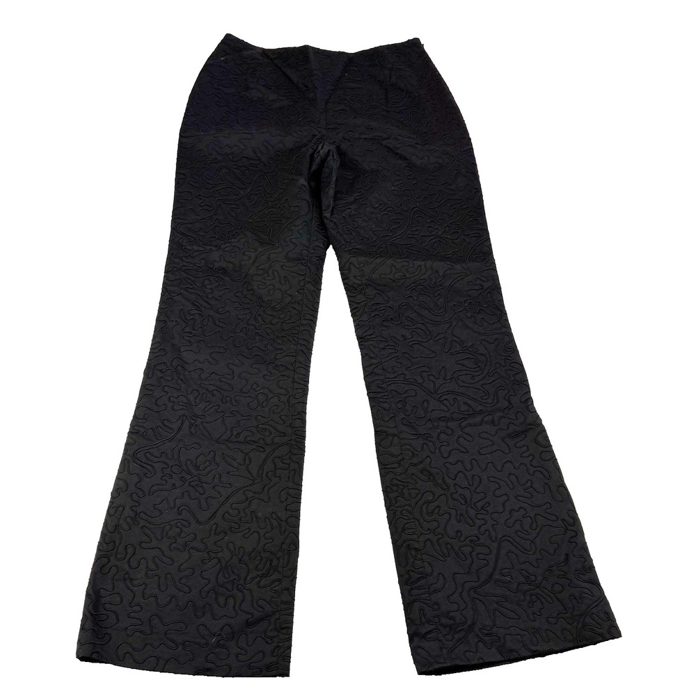 Talbots Black Textured‎ Embroidery Pants Women's Size 6 Holiday Glam Stretch